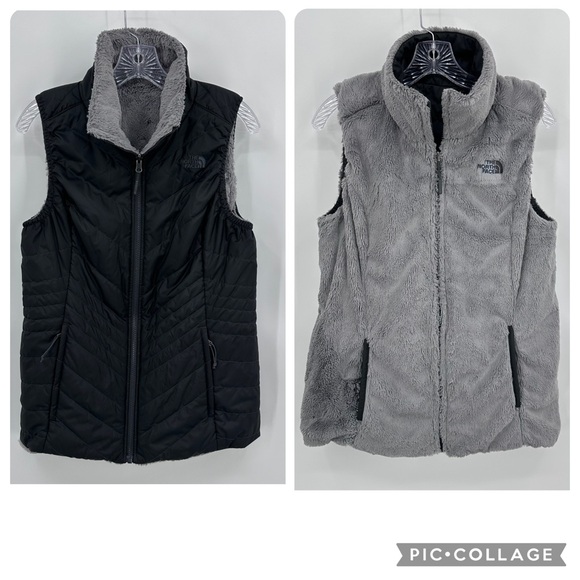 The North Face Mossbud Insulated Reversible Vest Black Gray Size M - Picture 1 of 16